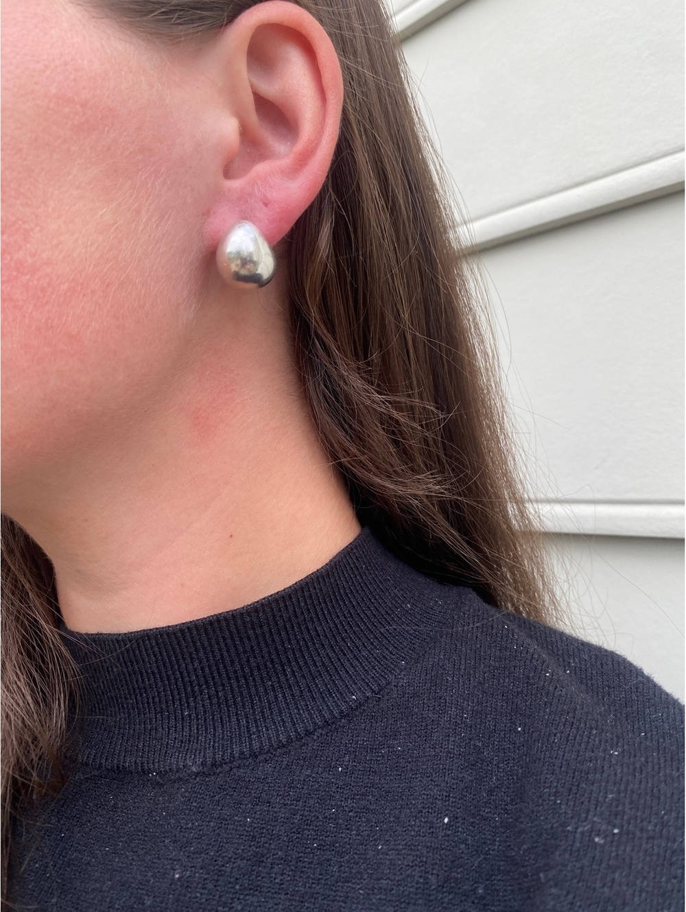 Vintage Sterling Silver Thick Ball Hoop Earrings